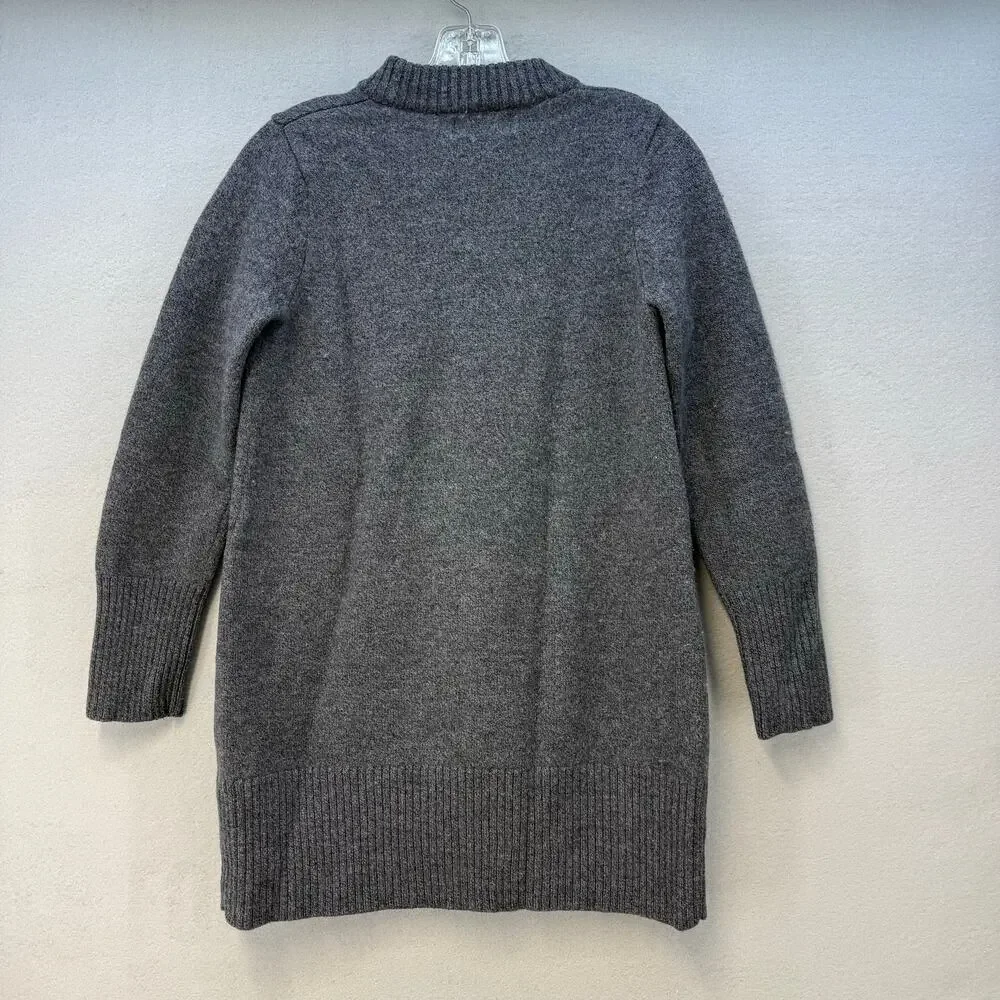 Eddie Bauer Cardigan Sweater Women's L Grey 100% Merino Wool Long Cozy - Picture 3 of 11